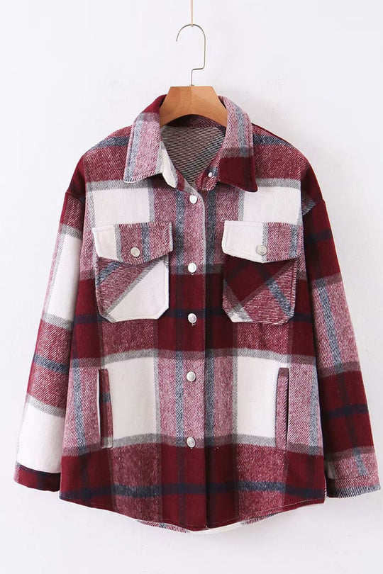 EB | Karo Gefallen Schulter Shirtjacke