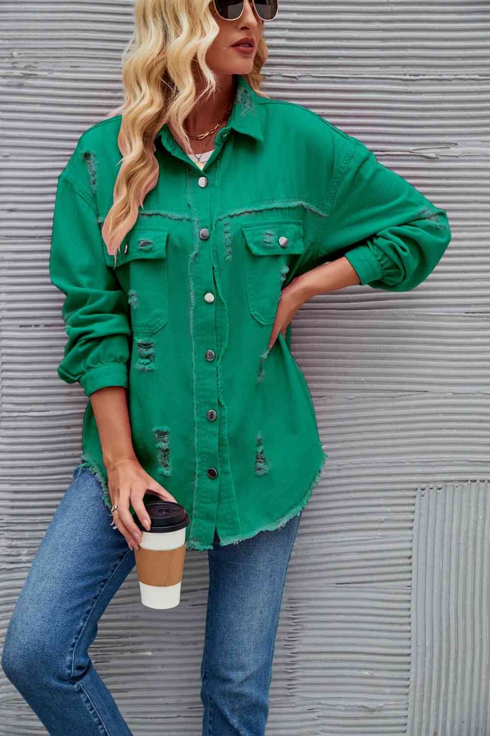 EB | Zerrissene Rohsaum-Denimjacke