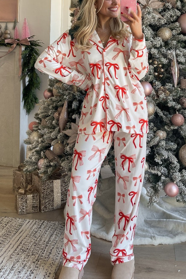 EB | Weihnachtsbogen Druck Langarmshirt und elastische Taillen Taschenhose Set