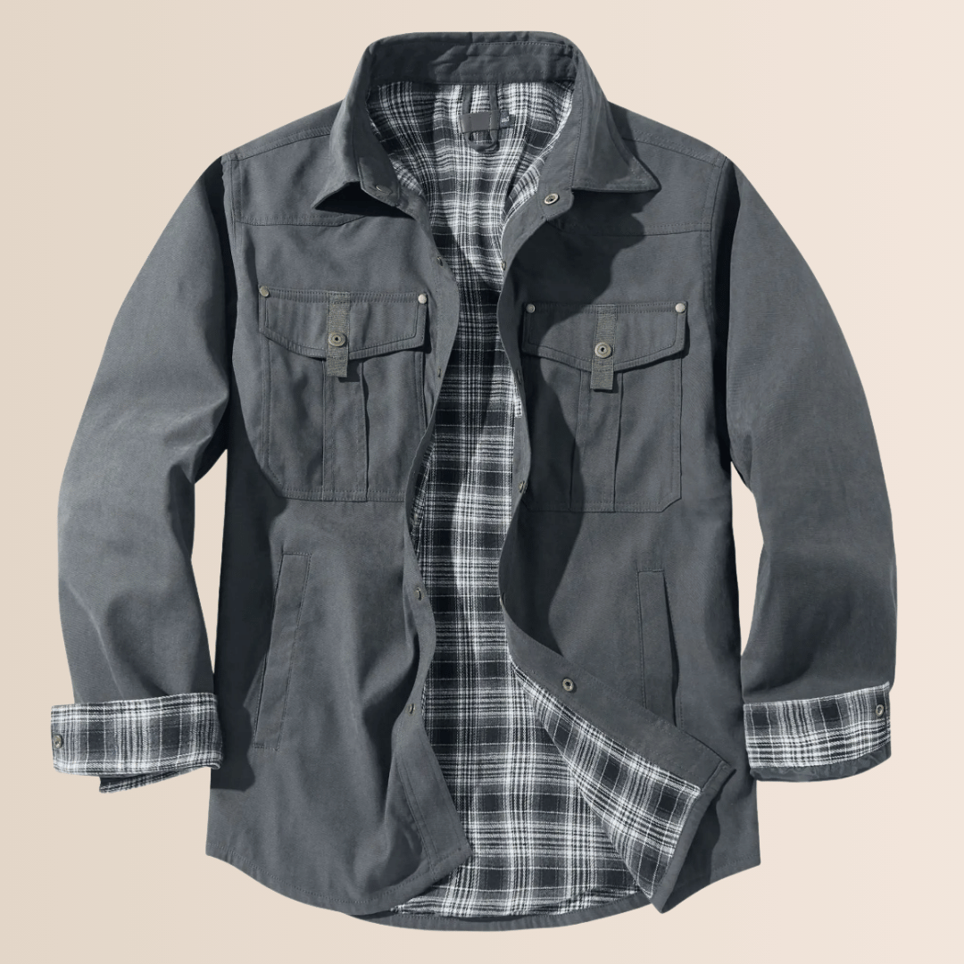 EB | Vintage Flanell-Karierter Herrenmantel