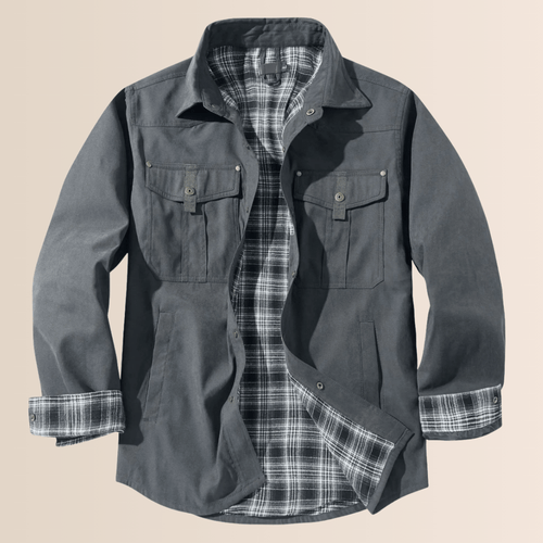 EB | Vintage Flanell-Karierter Herrenmantel