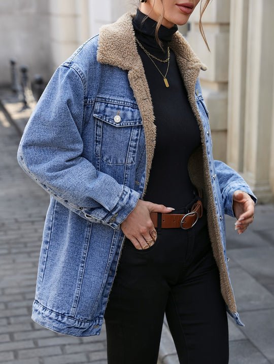 EB | Denimjacke mit Sherpa-fleecefutter Baumwolle/polyester Warm und Stilvoll