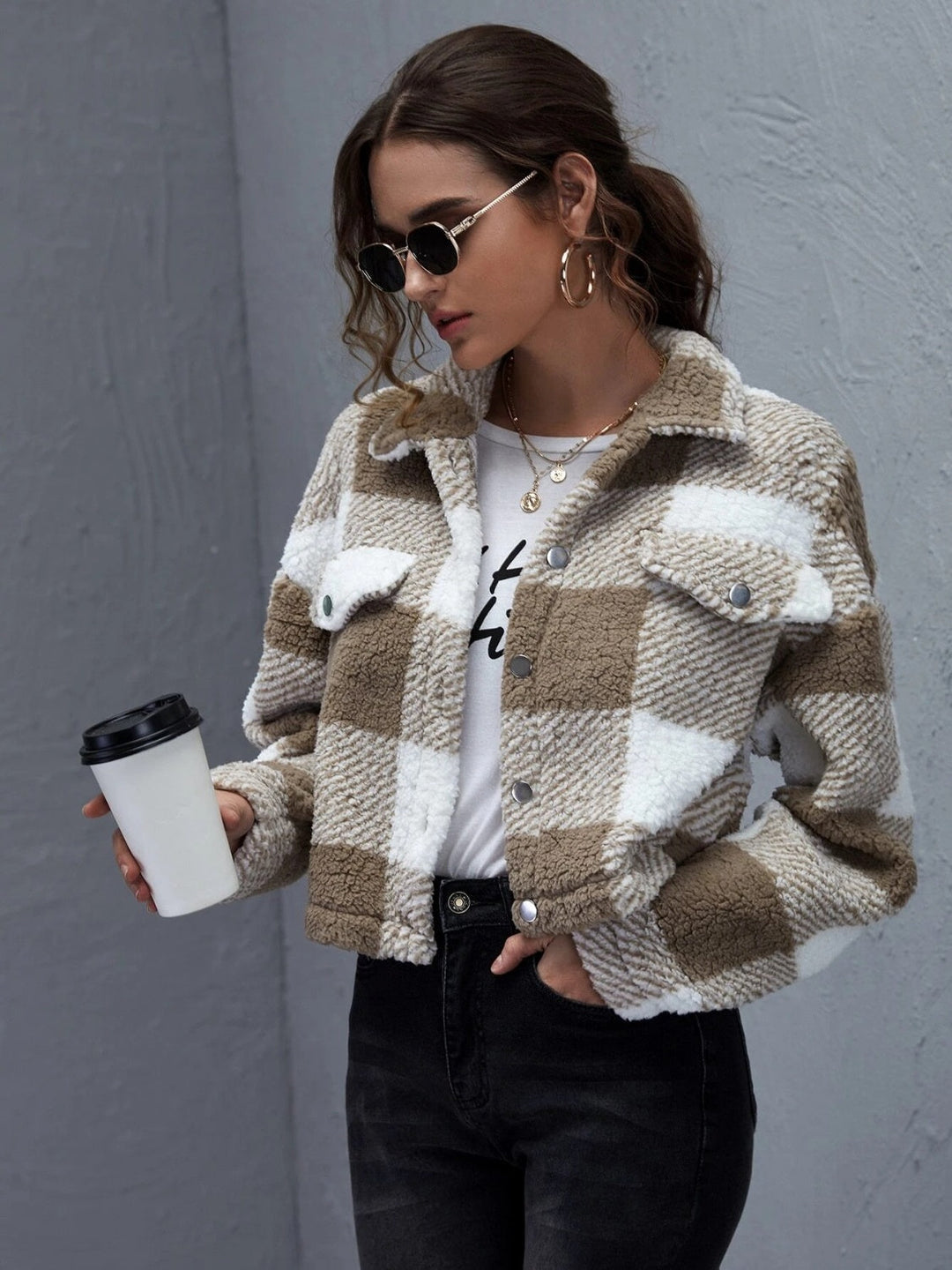 EB | Karierter Button-Down-Kragenjacke
