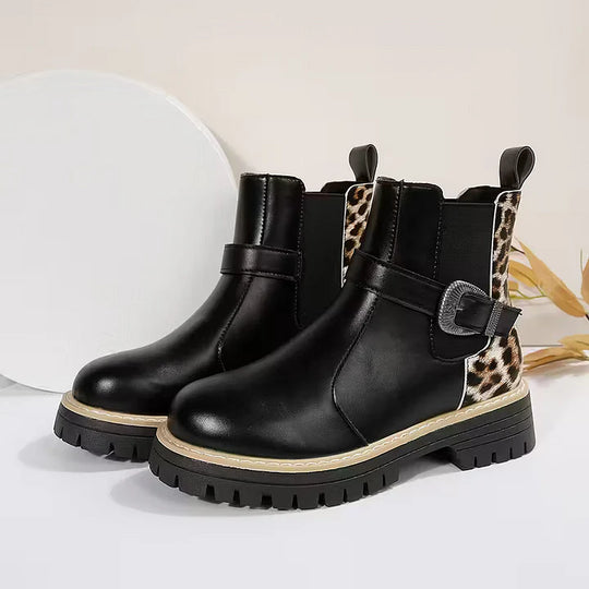 Retro-Stiefeletten mit Schnalle und dicken Absätzen EB EB