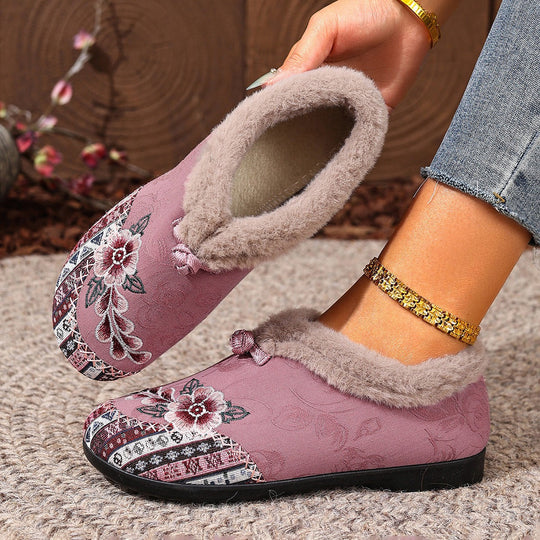 Warme, weiche Schuhe für Damen mit zartem Blumenprint EB EB
