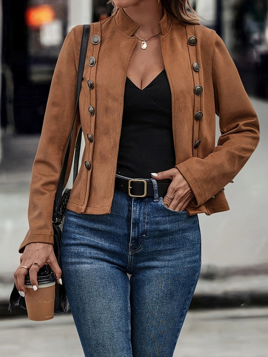 EB | Militärisch Inspirierte Blazer mit Knopfdetails Polyester Stilvoll und Scharf