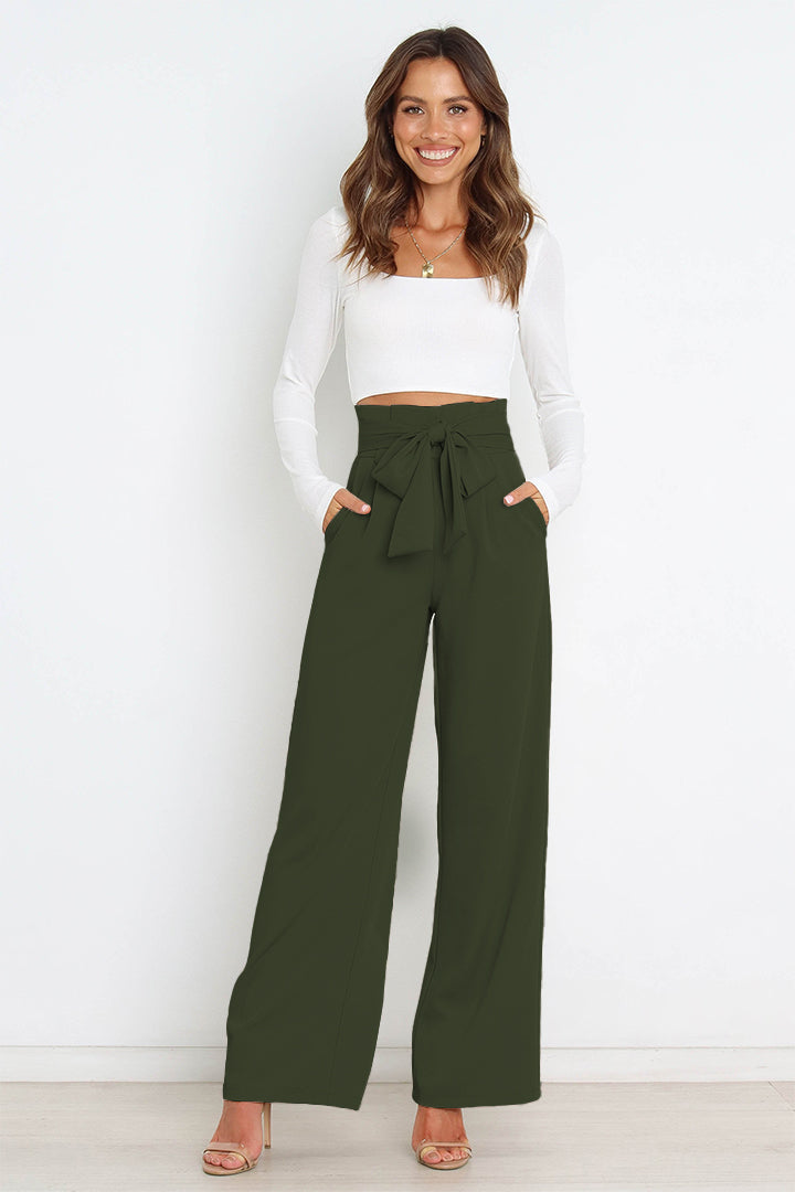 EB | Hohe Taille Paperbag Hose mit Schleifendetail
