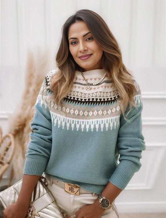 EB | Strickpullover Fair Isle Muster Rundhalsausschnitt Weich und Warm