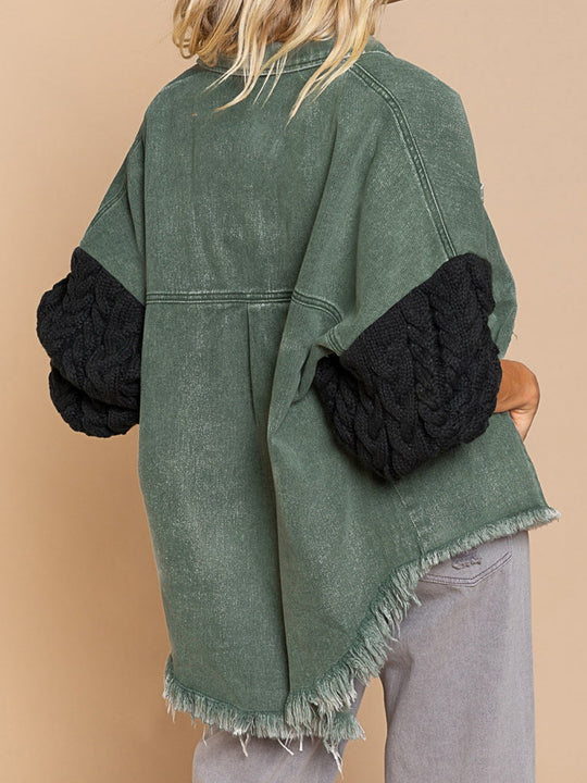 EB | Kabelstrick Raw Hem Denim Jacke