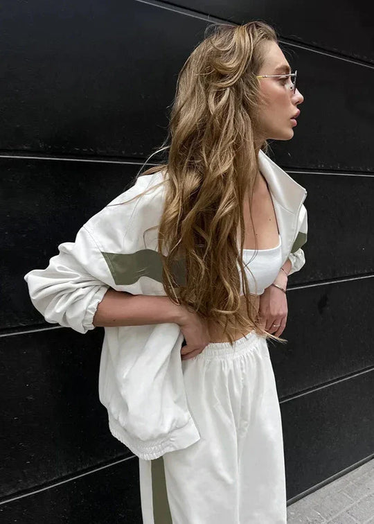 EB | Edge - Kontrast Reißverschlussjacke und weit geschnittene Hose Set