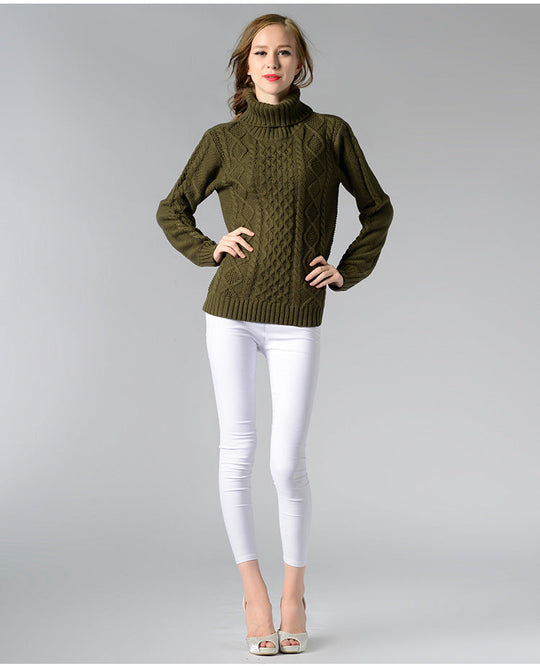EB | Damen Rollkragenpullover mit langen Ärmeln und Kabelstrick