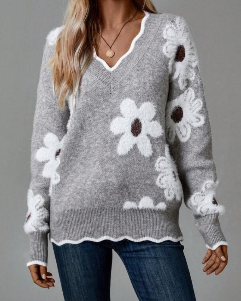 EB | Strickpullover mit Blumen