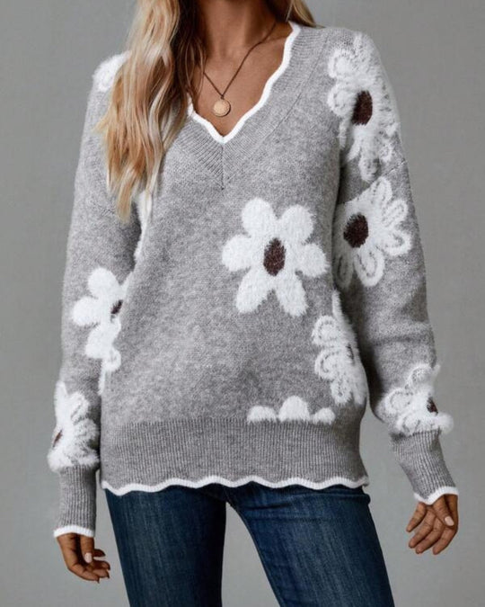 EB | Strickpullover mit Blumen