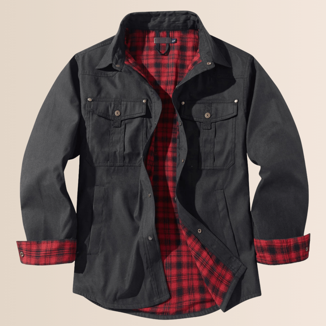EB | Vintage Flanell-Karierter Herrenmantel
