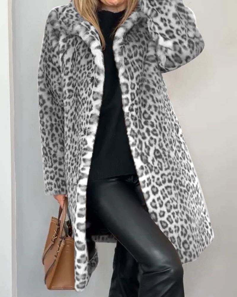 EB | Leoparden Lange Weiche Jacke