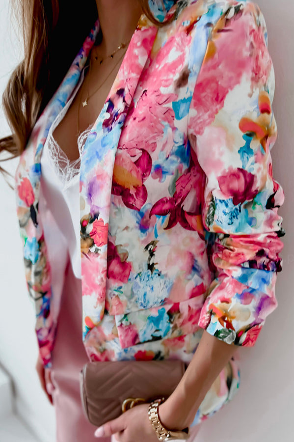 EB | Freie und Echte Florale Revers Freizeitanzug Blazer