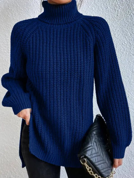 EB-rollkragenpullover Mit Raglanärmel Und Geteiltem Saum