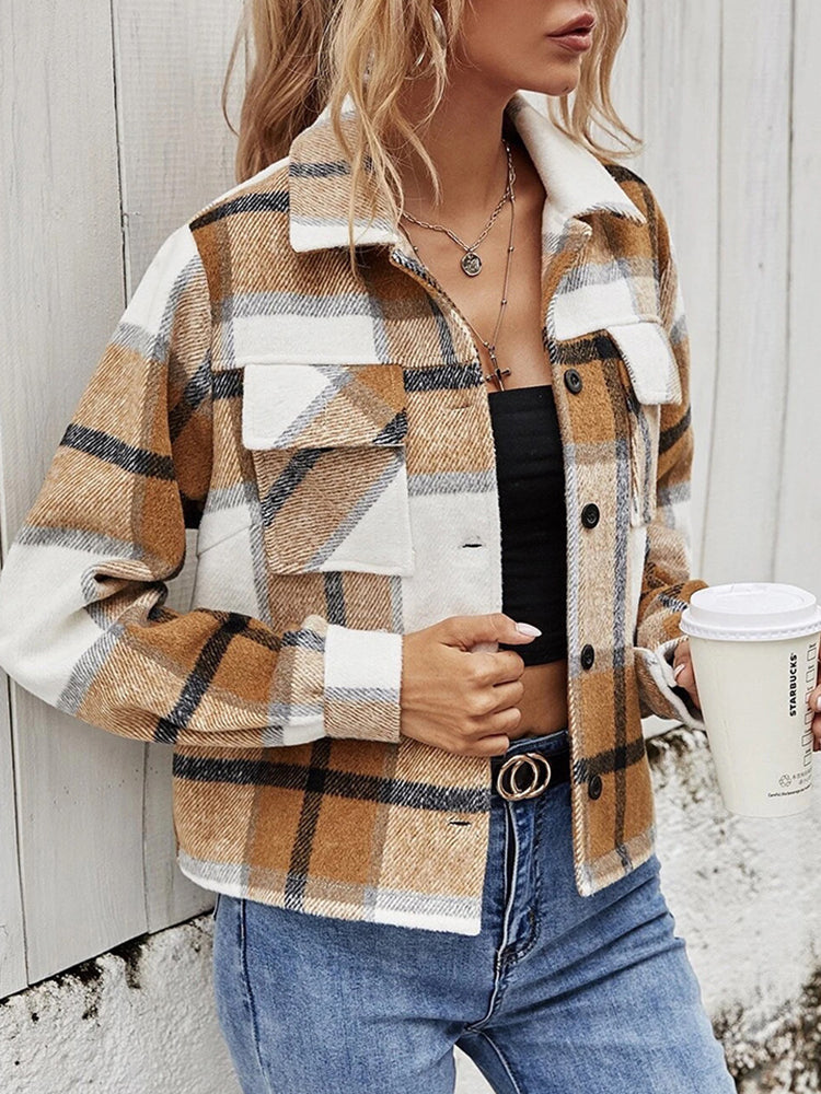 EB | Karierter Kragenjacke mit Brusttaschen