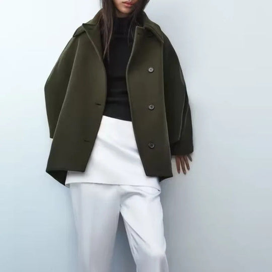EB | Kurzjacke im Trend mit Polo-Kragen und Capärmeln aus Mischgewebe