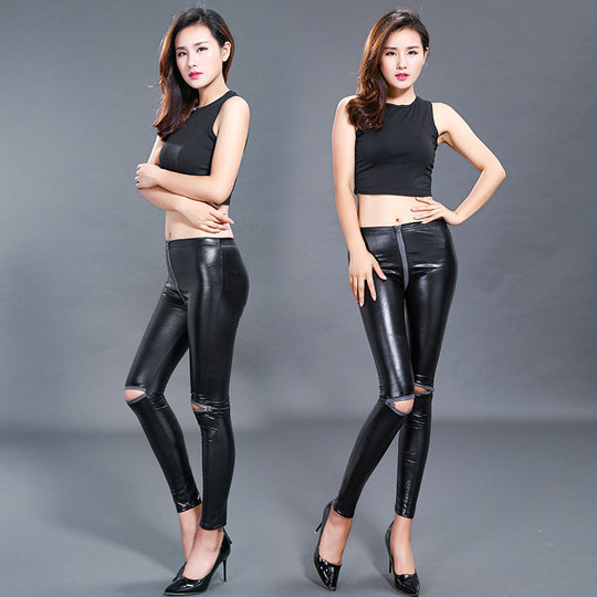 Damen Leggings im stylischen look mit modischen Riss-Details EB