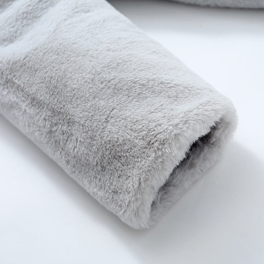 Damen Flauschiger Kunstpelz-Mantel mit elegantem V-Ausschnitt und praktischen Taschen EB