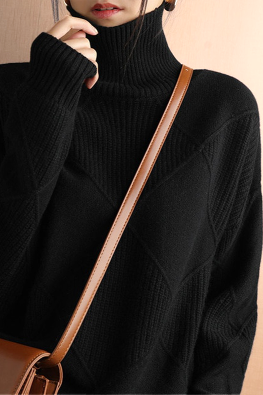 EB | Pullover - Damen Diamant Strick Rollkragenpullover