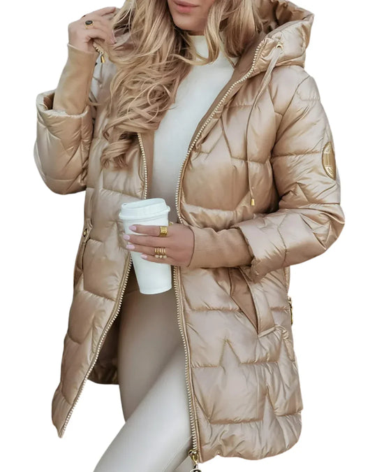 EB | Eleganter Wintermantel mit Kapuze und Wattierung