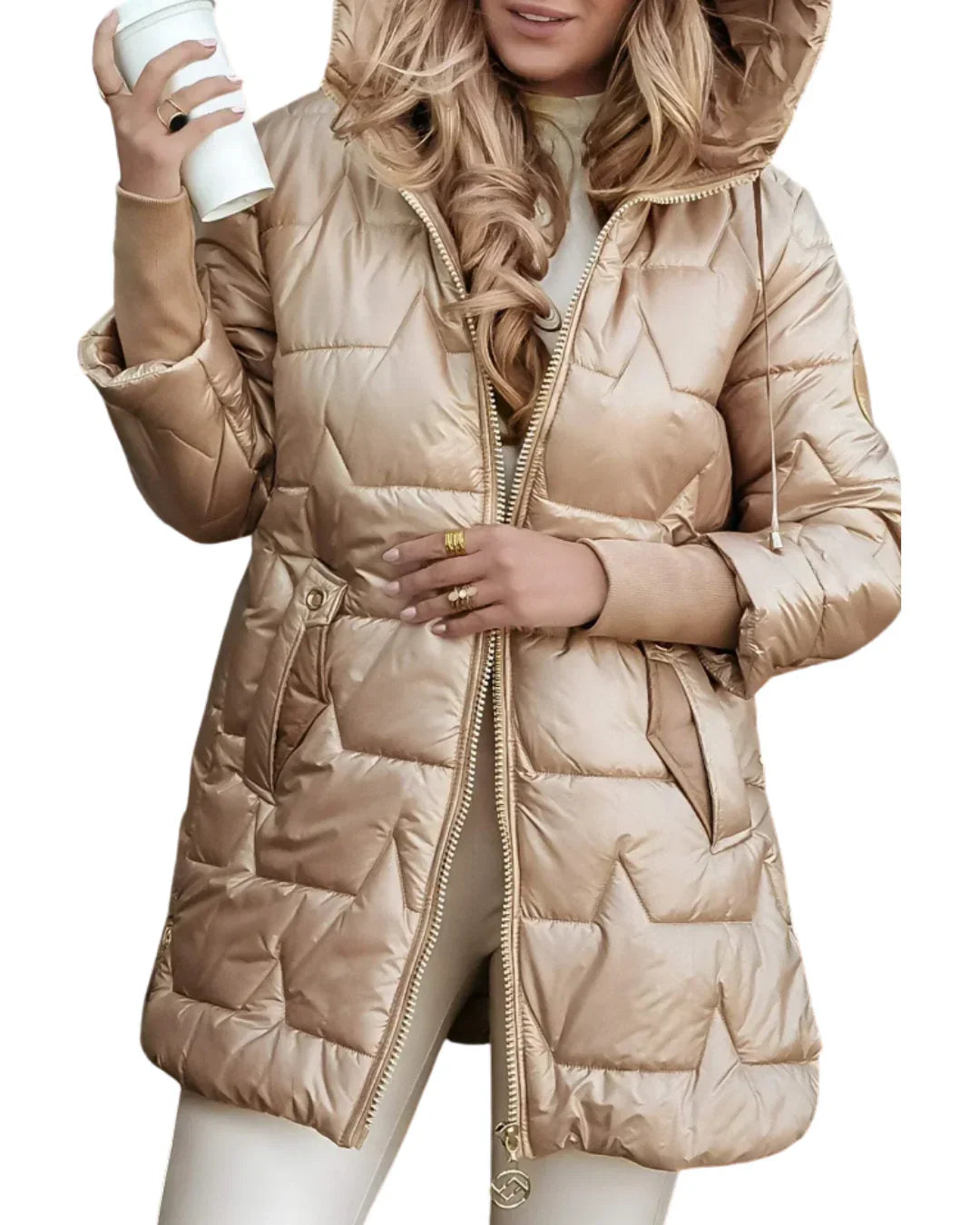 EB | Eleganter Wintermantel mit Kapuze und Wattierung