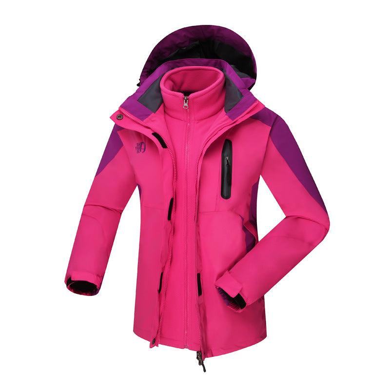 Women's  three-in-one waterproof insulated hooded ski jacket with removable fleece liner EB