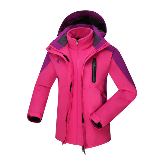 Women's  three-in-one waterproof insulated hooded ski jacket with removable fleece liner EB