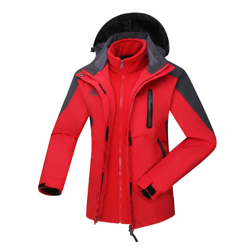 Women's  three-in-one waterproof insulated hooded ski jacket with removable fleece liner EB