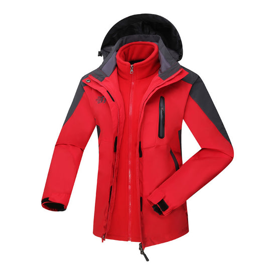 Women's  three-in-one waterproof insulated hooded ski jacket with removable fleece liner EB