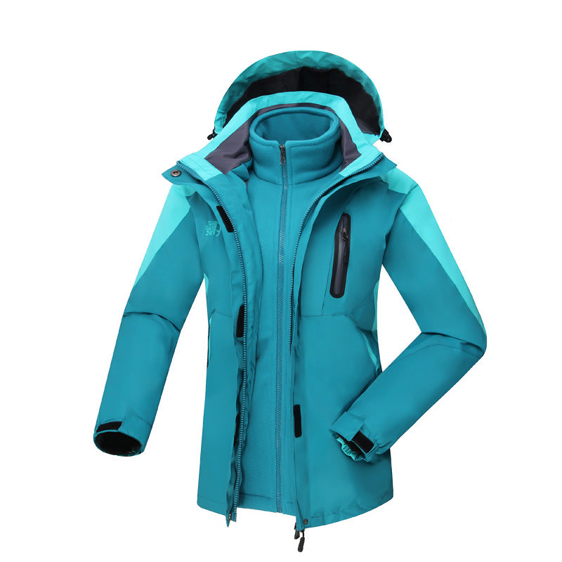 Women's  three-in-one waterproof insulated hooded ski jacket with removable fleece liner EB