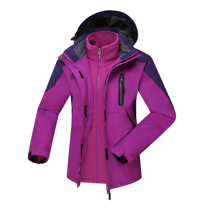 Women's  three-in-one waterproof insulated hooded ski jacket with removable fleece liner EB