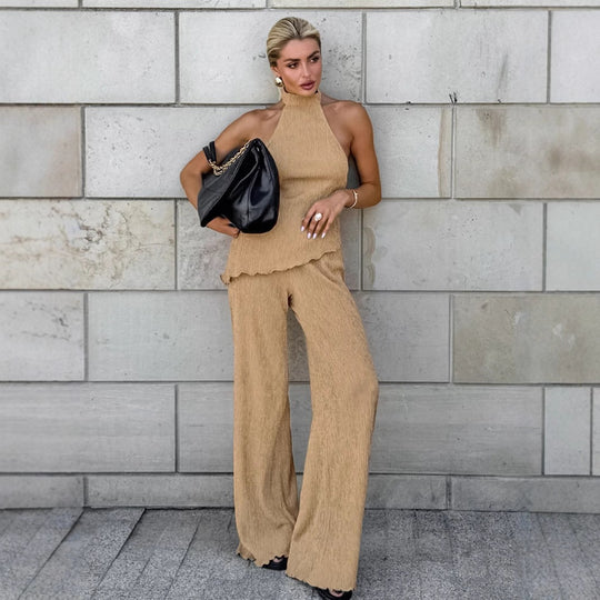 EB | Halsoberteil Hose mit weitem Bein zweiteiliges Set