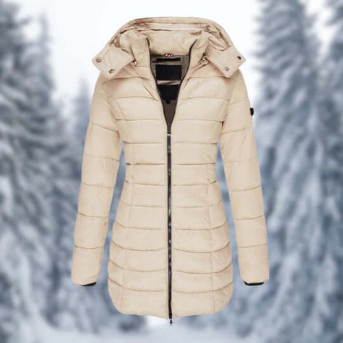 EB | Damen Mittellanger Wintermantel mit Abnehmbarem Kapuze