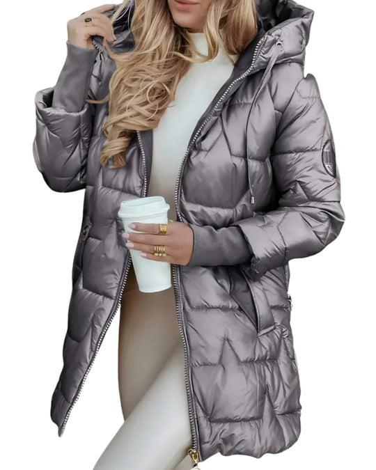 EB | Eleganter Wintermantel mit Kapuze und Wattierung