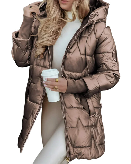 EB | Eleganter Wintermantel mit Kapuze und Wattierung