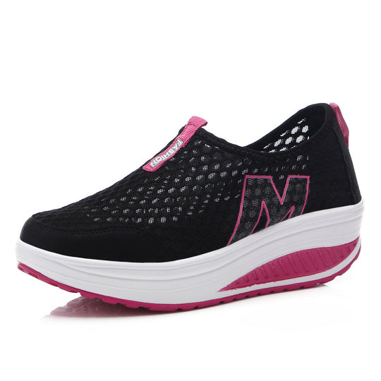 Damen nan leichter Netz-Slipper mit ergonomischer Keilsohle und stoßdämpfender Zwischensohle EB