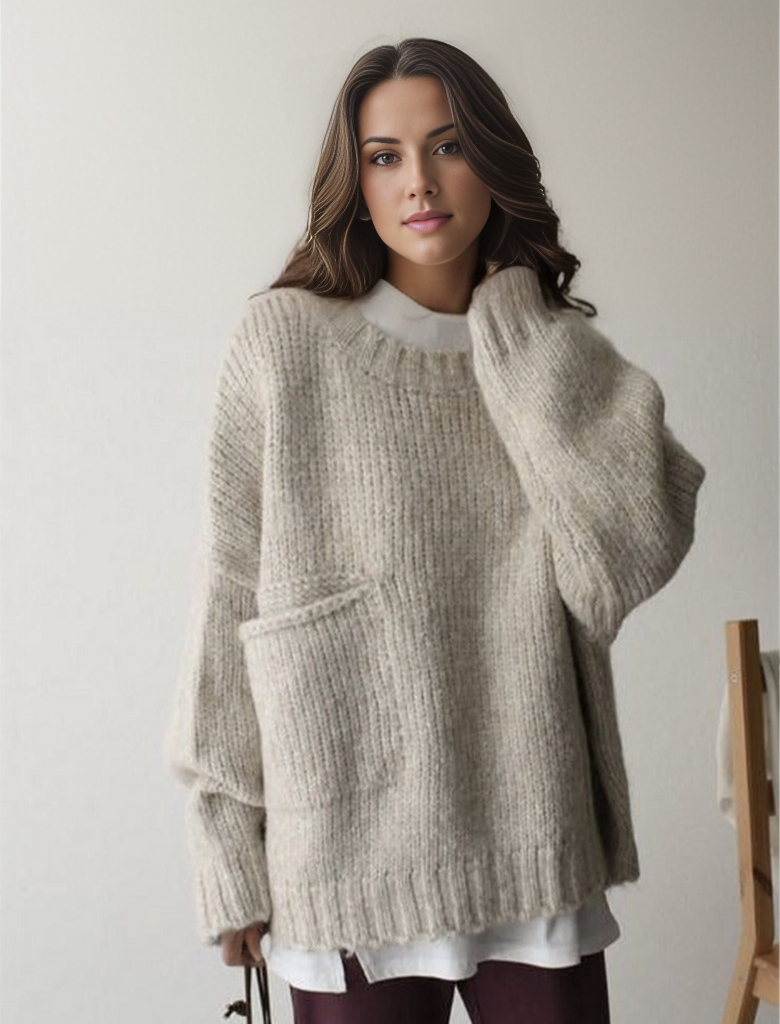 EB | Übergroßer Strickpullover mit Tasche