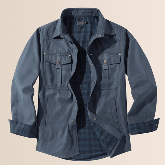 EB | Vintage Flanell-Karierter Herrenmantel