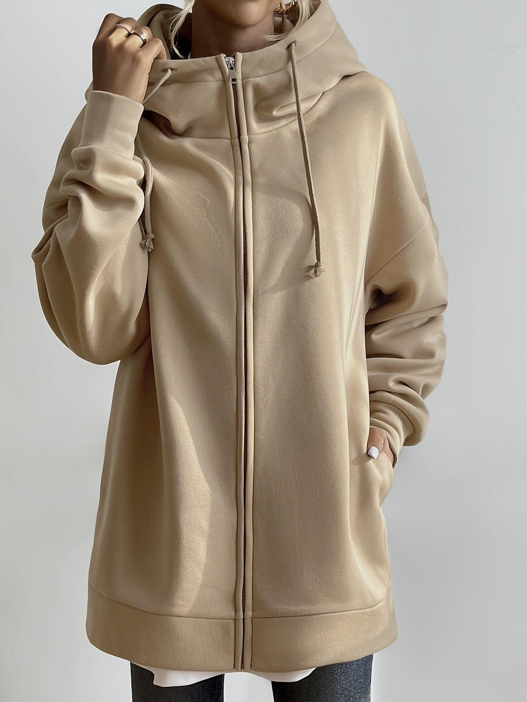 EB | Comfort - Extrem Bequemer Langer Zip-Up-Plüsch-Hoodie mit Kapuze für Damen
