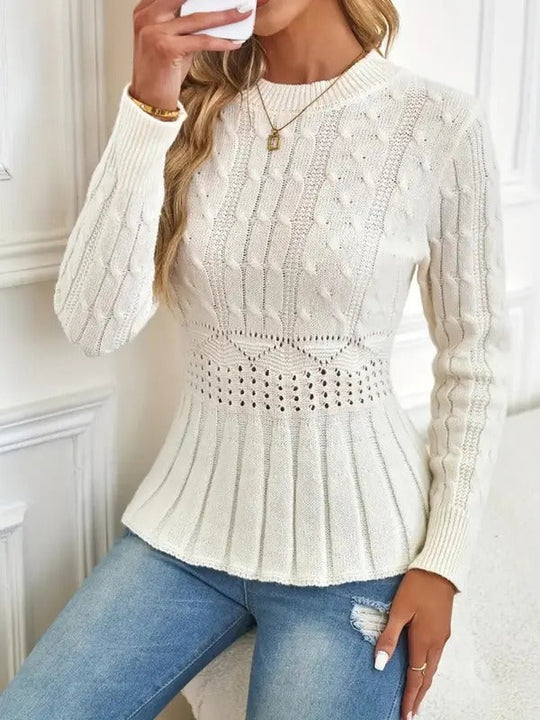 EB | Bequemer Schicker Grobstrickpullover mit Rundhalsausschnitt