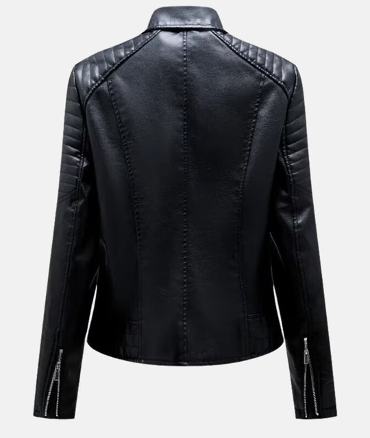 EB | Stylische Damen Bikerjacke Aus Kunstleder