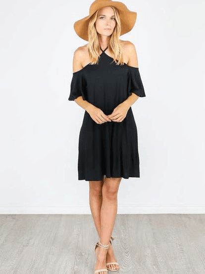 Damen Sommerliches Kleid mit schulterfreier Optik und fließendem Schnitt EB
