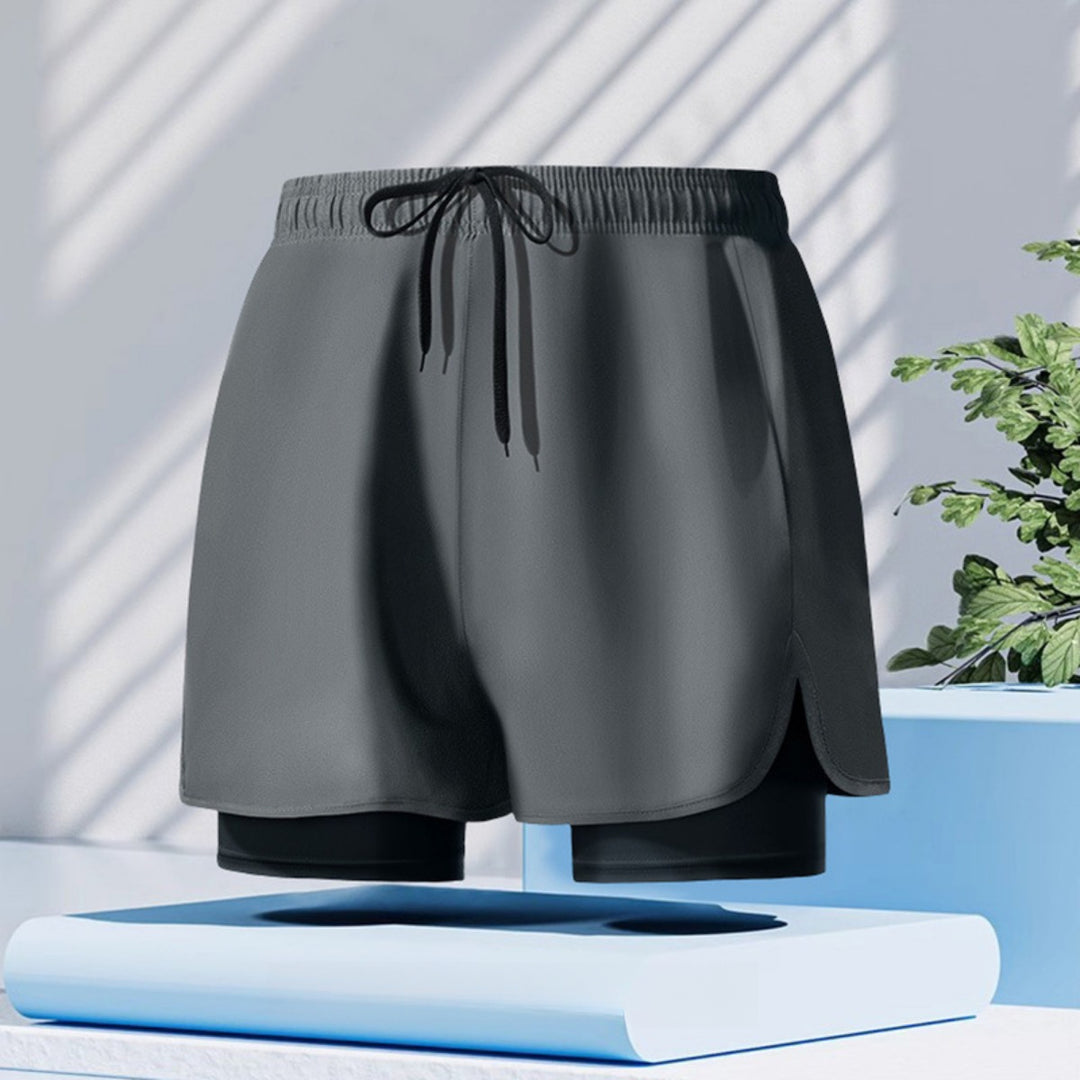 EB | Doppellagige Herren Sport Fitness Anti-Peinlichkeit Strandhose