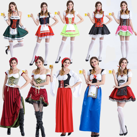 Damen nan authentisches Oktoberfest Madl Kostüm mit Schnürcorsage weiten Trompetenärmeln EB