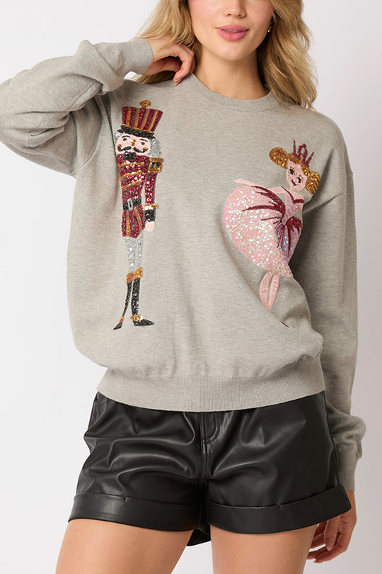 EB | Weihnachtssoldat Pailletten Mode Lässiger Sweatshirt