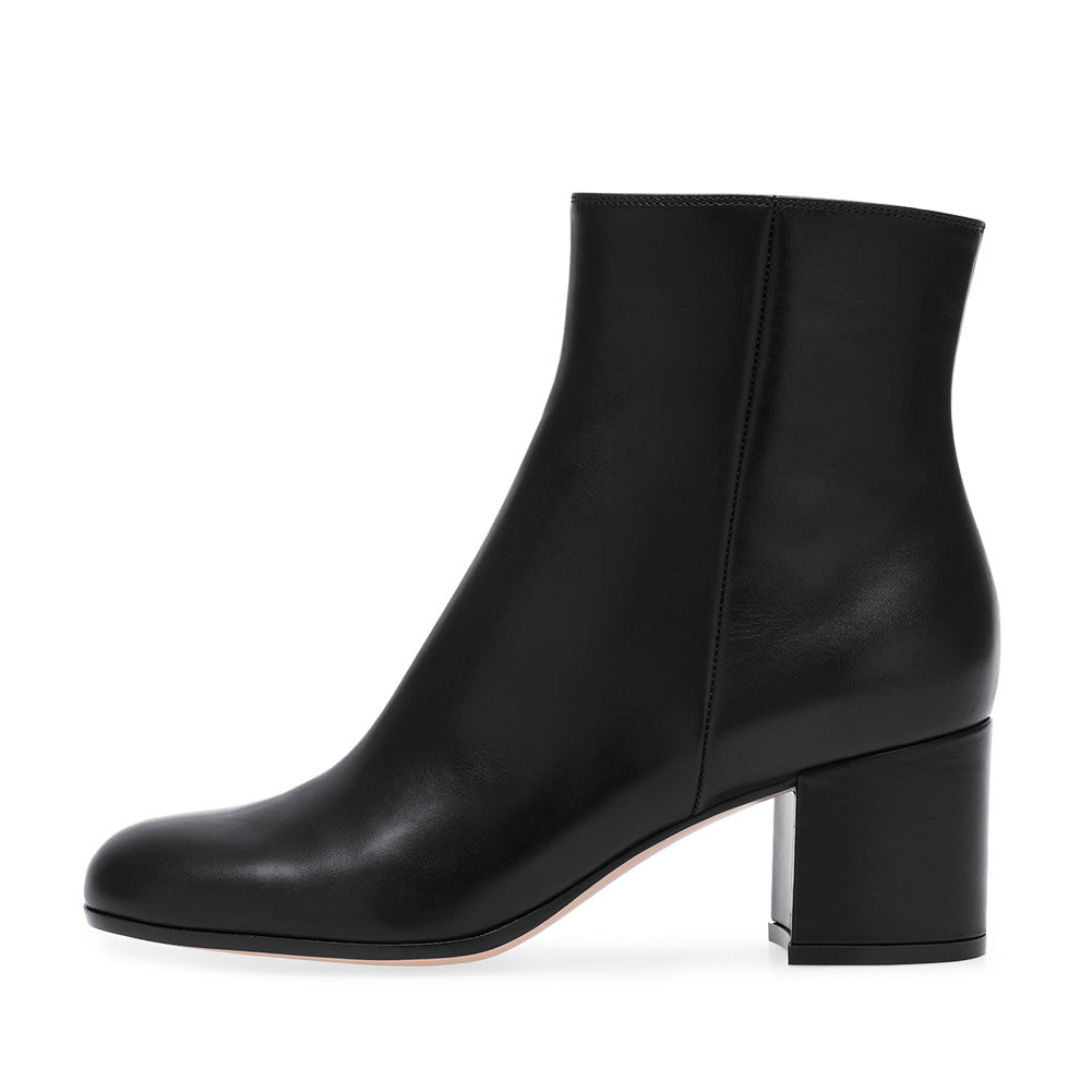 EB | Damen Chunky Heel Rund-Toe Mittel-Hügel Stiefel