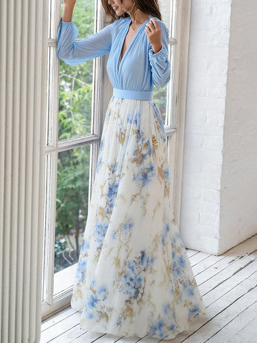 EB | Glänzendes Floral Print Maxikleid